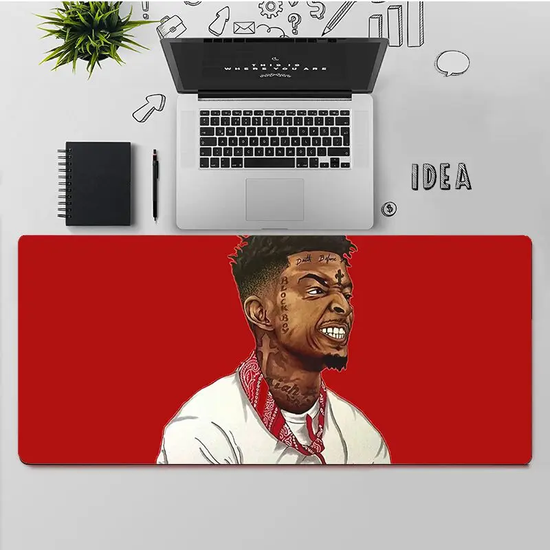 

FHNBLJ High Quality Rapper 21 Savage Natural Rubber Gaming mousepad Desk Mat Rubber Computer Gaming mousepad