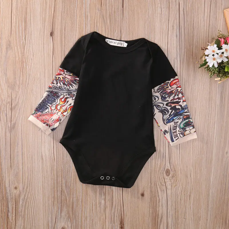 

Goocheer Fashion Casual Spring Autumn Newborn Baby Boys Cotton Long Sleeve O-Neck Patchwork Solid Print Bodysuit Outfit 0-18M