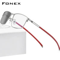 fonex photochromic gray glasses men titanium alloy square anti blue light eyeglasses 2021 korean screwless eyewear frame fab1010