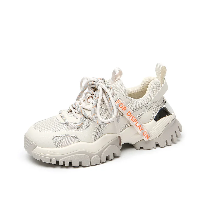

Women's Sports Shoes Autumn and Winter New Mesh Sports Shoes Thick-Soled Chunky Height-increasing Shoes Fashion Plus Velvet