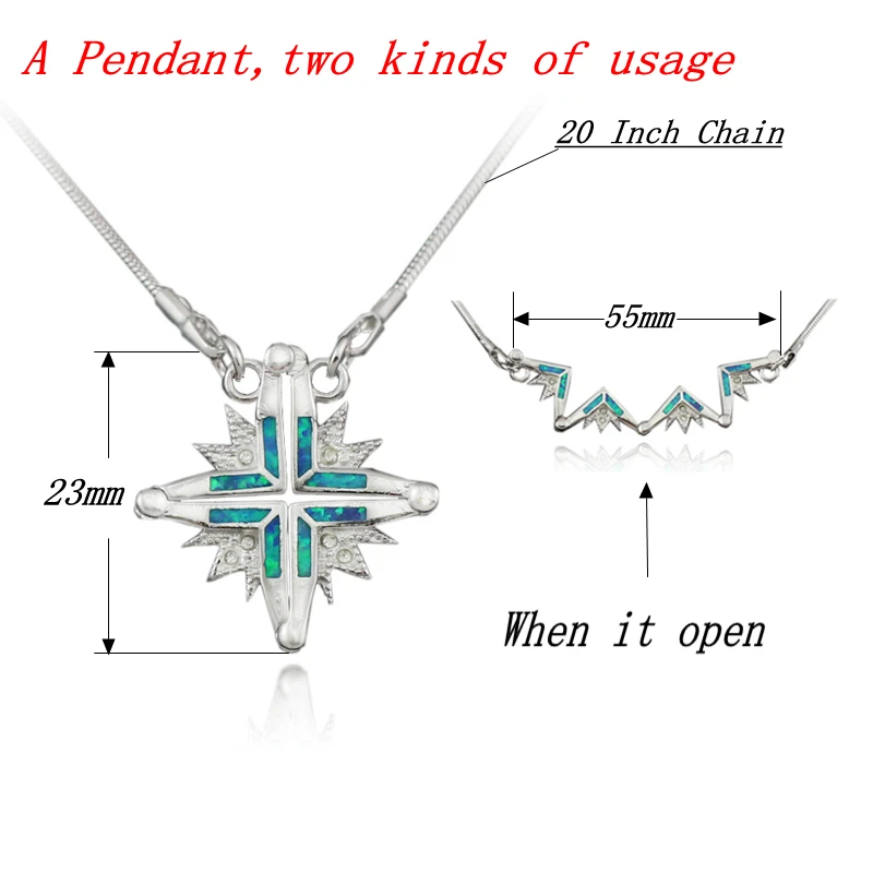 Один кулон два использования красивый крест Синтетический Синий огненный опал