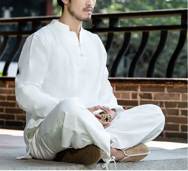 Winter&ampAutumn warm high quality cotton&amplinen Yoga suits male meditation masters clothing taiji tai chi suit zen lay uniforms | Мужская