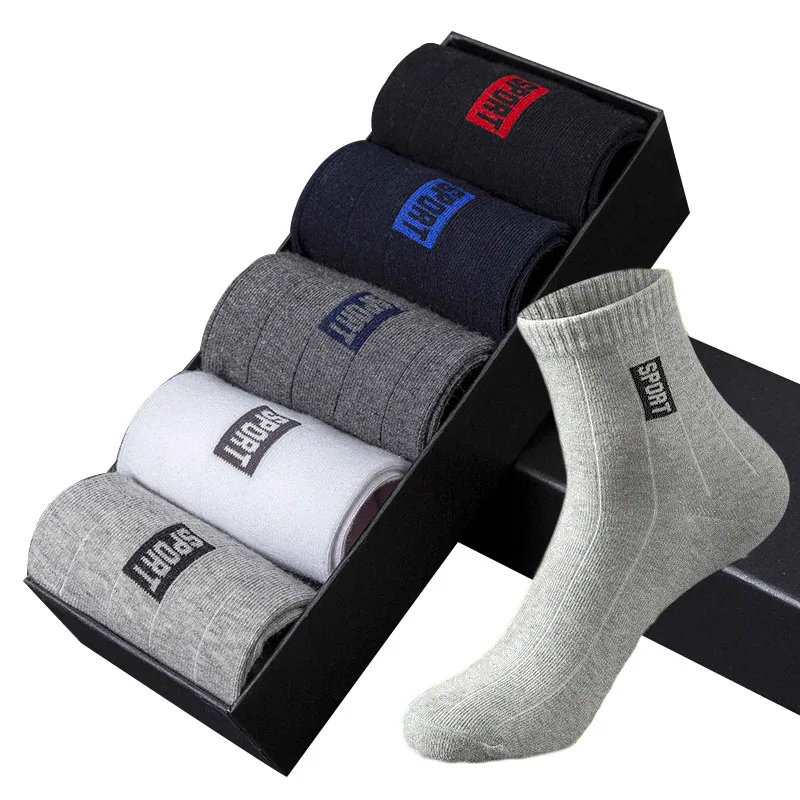 

10Pcs=5Pairs Men Socks Cotton Socks Breathable Sweat-Absorbent Spring Autumn Black Socks Deodorant Business Men Gift Sock