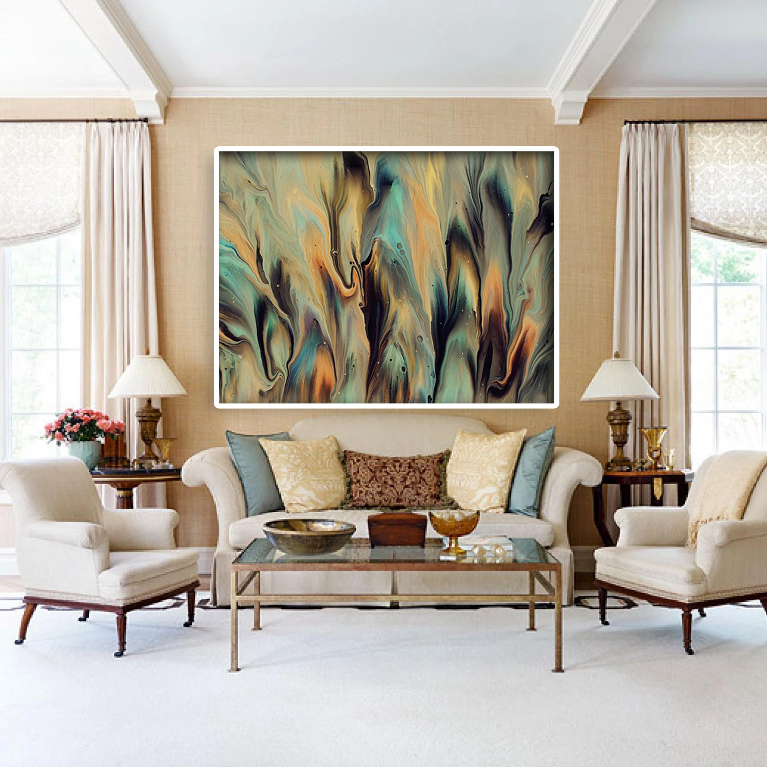 

Abstract Texture Gold foil lines Green Canvas Art Paintings For Living Room Bedroom Posters And Prints Wall Poster Home Decor