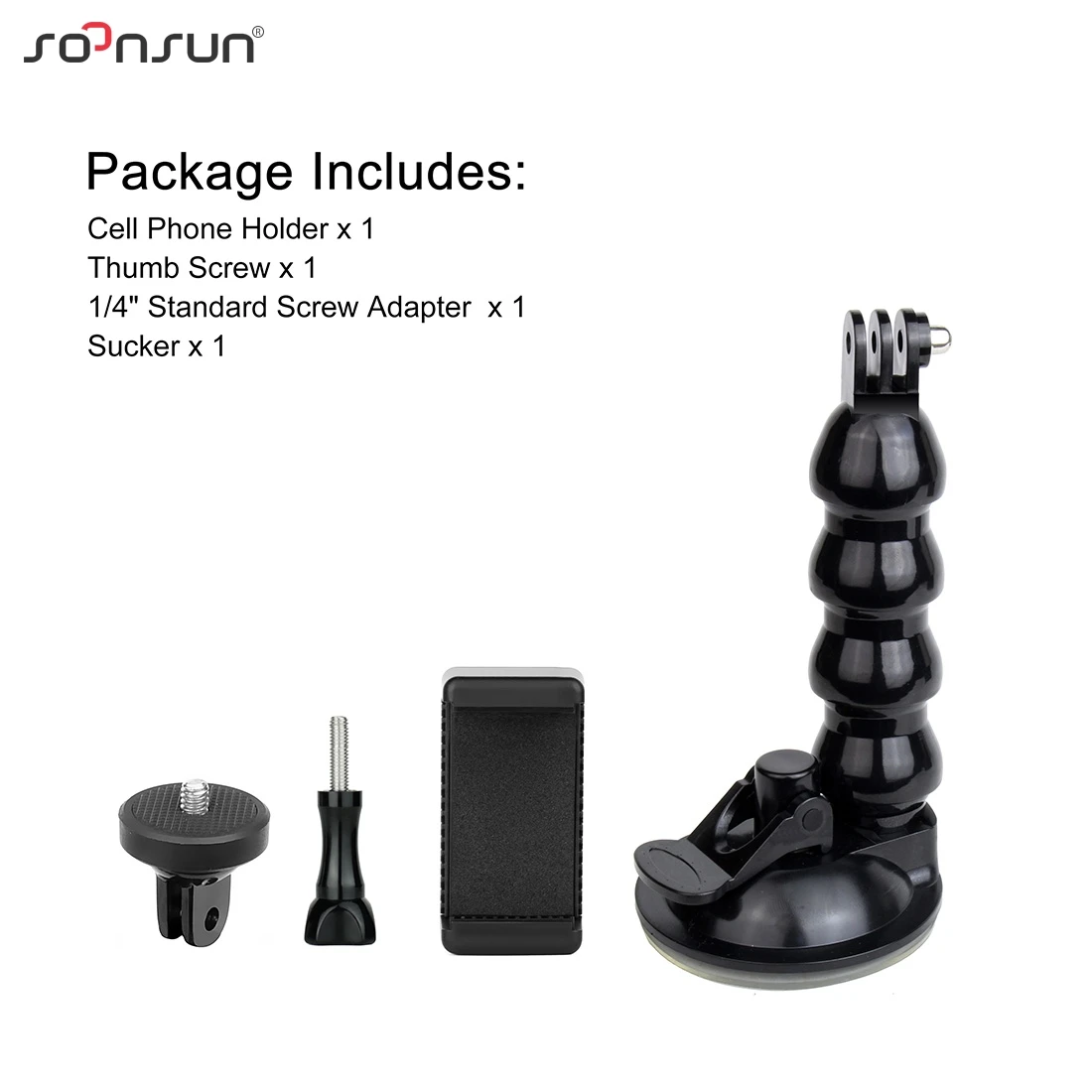 Гибкая присоска SOONSUN с держателем зажима для телефона 1/4 адаптер крепления GoPro Hero 9