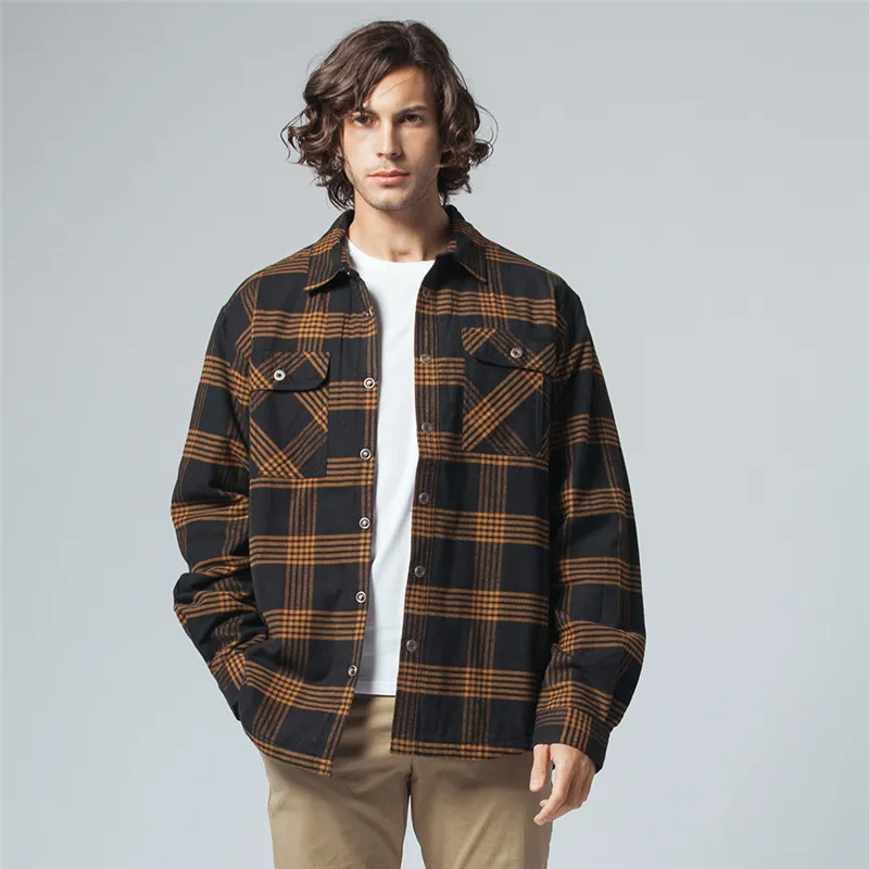 2019 осенне зимняя Мужская Фланелевая рубашка в клетку одежда на Хлопчатобумажной