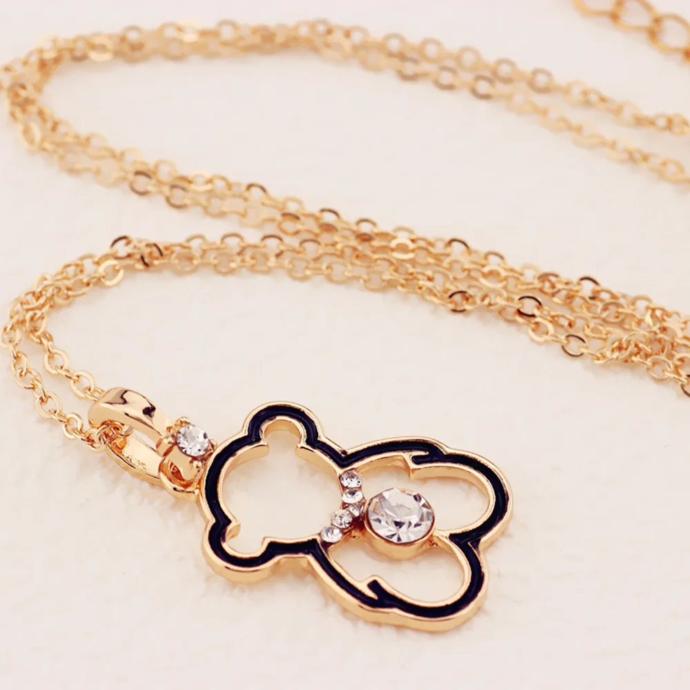 Милые ожерелья медведь кулон Дамы Золото кубический цирконий ожерелье Мода