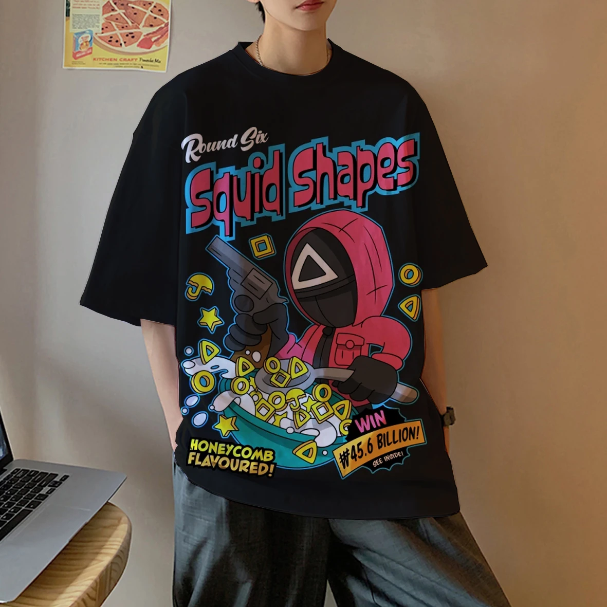 

Футболка мужская оверсайз с 3D принтом, корейский стиль, косплей по мотивам игры кальмар, Аниме Манга, для подростков, уличная одежда в стиле ...