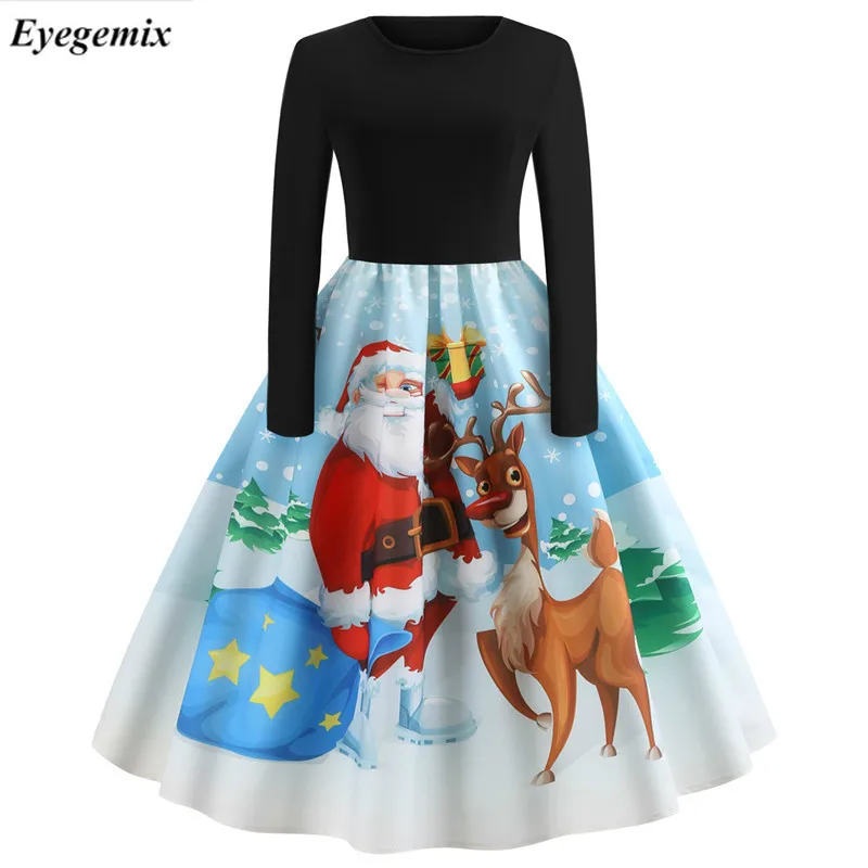 Женское облегающее платье-миди с принтом Деда Мороза | Женская одежда