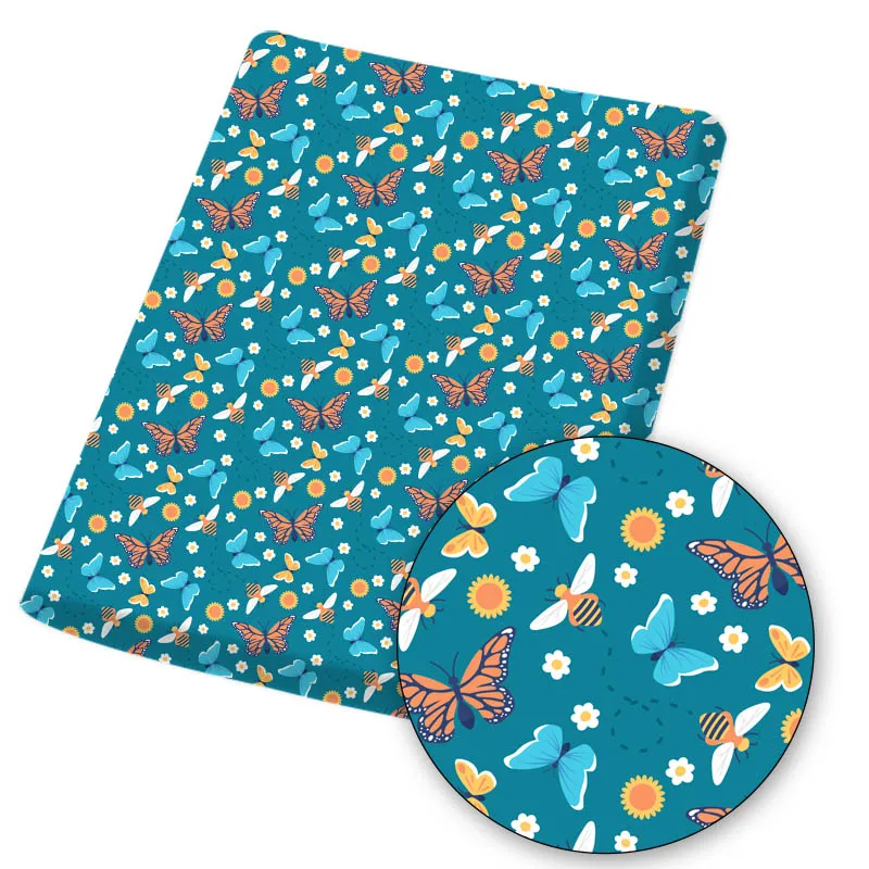 

Polyester Cotton Fabric Butterfly Printed Cartoon Fabrics Cloth Sheet For DIY Dress Patchwork Quilt Sewing Supplies 45*145cm/pc