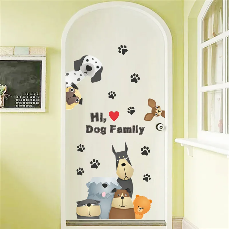 

Lovely Dogs Wall Stickers Kids Room Decoration Diy Cartoon Puppy Animals 3d Decorative Mural Art PVC Home Decals Children's Gift