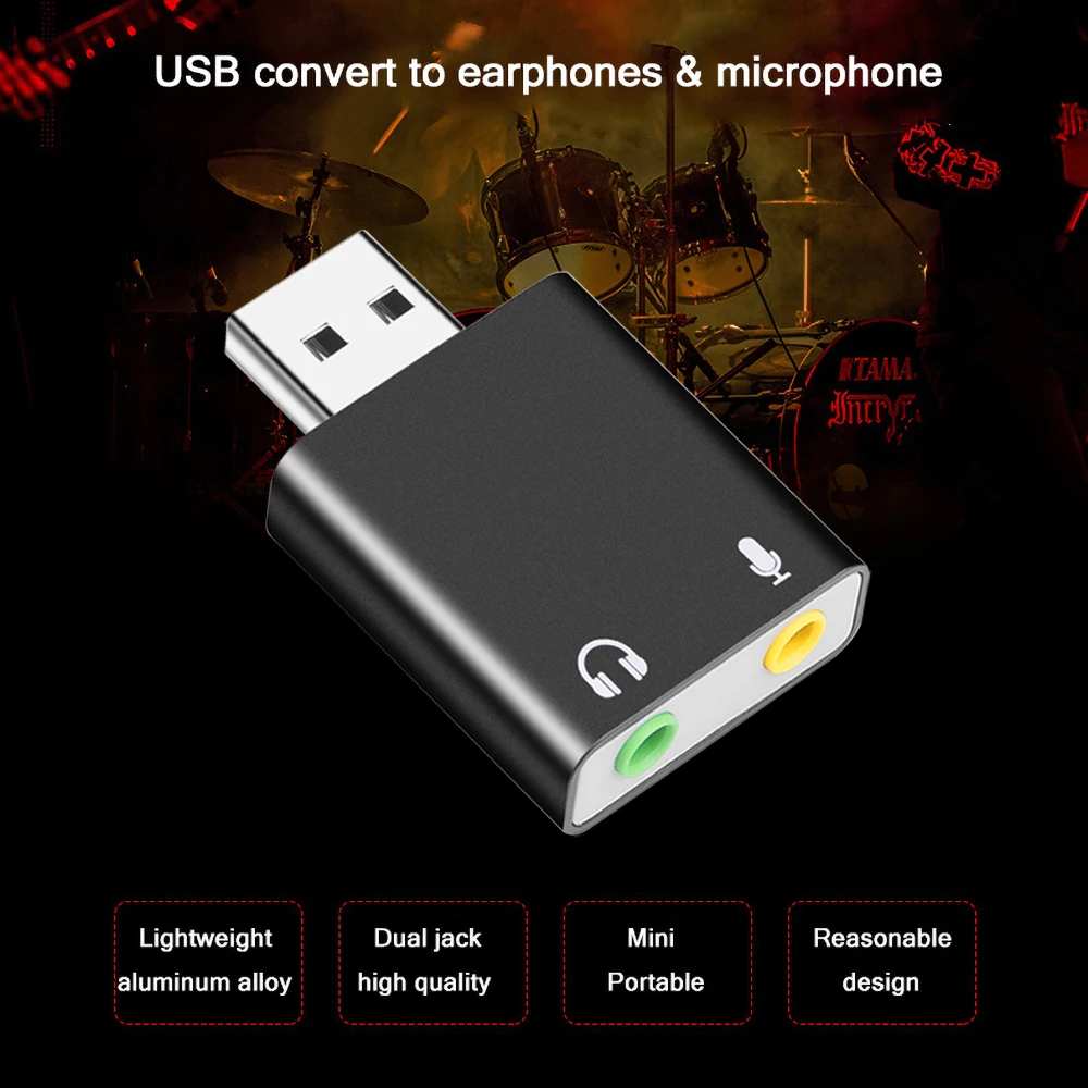 Мини звуковая карта Kebidu USB аудио интерфейс адаптер для наушников Звуковая