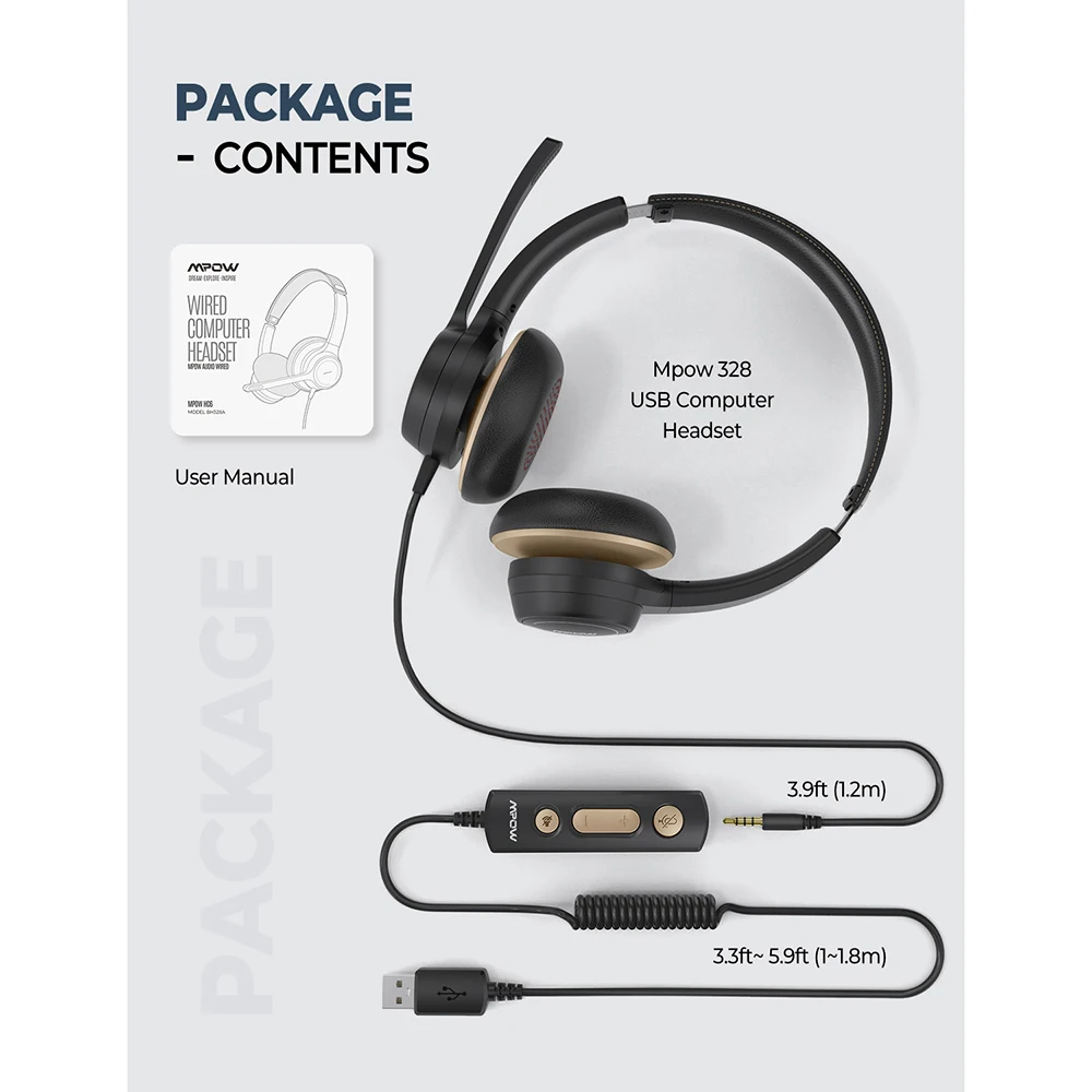 Проводные наушники Mpow 328 USB/3 5 мм гарнитура с микрофоном бизнес-гарнитура на