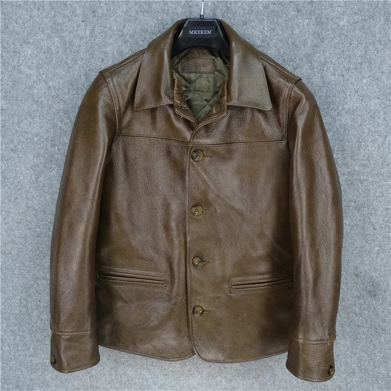 Бесплатная доставка. Зимняя утепленная куртка из бычьей кожи мужская