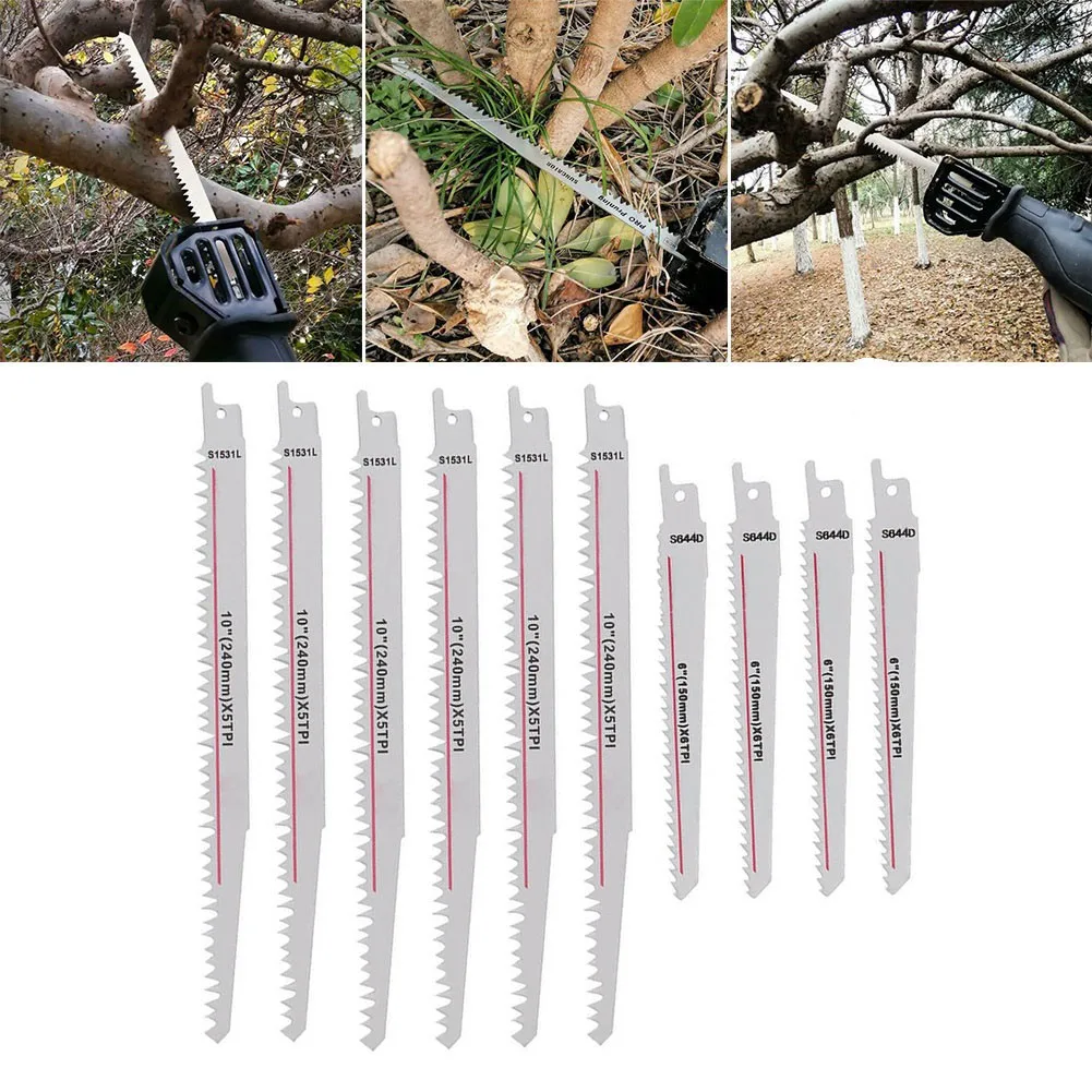

10pcs Set Reciprocating Saber Saw Blades For Wood Metal Cutting S644D & S1531L Replacement Attachment