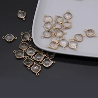 natural stone connector square shape yellow quartz rutilated charms for jewelry making diy bracelet necklace earring accessories