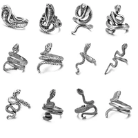 21 styles retro punk snake ring for men women exaggerated antique siver color opening adjustable rings rock exaggerated jewelry