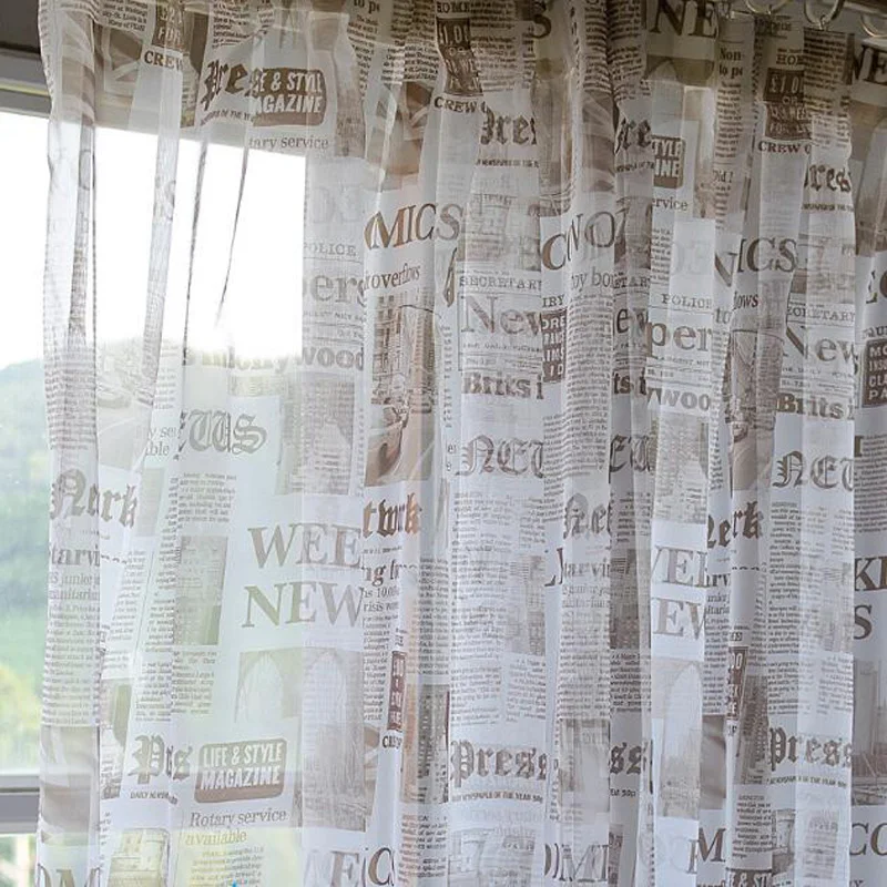 Классический газеты из вуали с принтом Шторы современный простой окна Экран