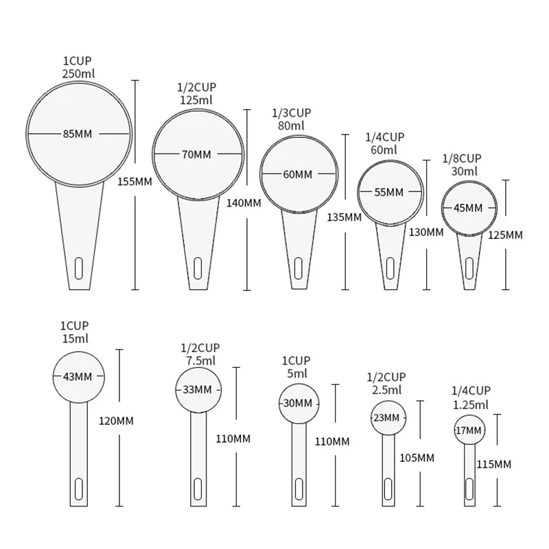 

5/10pcs Kitchen Measuring Spoons Teaspoon Coffee Sugar Scoop Cake Baking Flour Measuring Cups Kitchen Cooking Tools