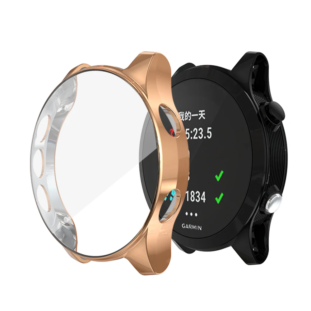 Розовое золото Защитный чехол для экрана Garmin Forerunner 935 945, мягкий ТПУ, ультратонкий HD прозрачный чехол, умные часы, противоударный корпус - Цвет: Розовое золото