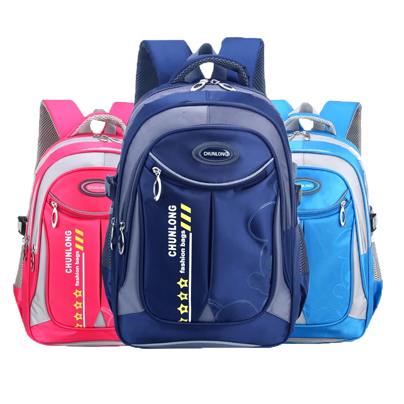 Школьный рюкзак для учеников начальной школы, нейлоновый Детский рюкзак розово-голубого цвета, водонепроницаемый, для мальчиков и девочек, ...