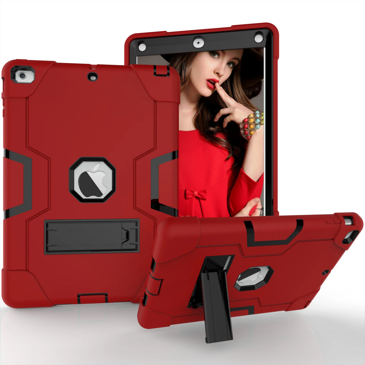 for iPad Air red Защитный чехол для IPad Air 1 2013 дети Безопасный сверхмощный силиконовый Жесткий чехол для IPad Air 1 модель A1475 A1476 A1474 2013 9,7 чехол - Цвет: for iPad Air red