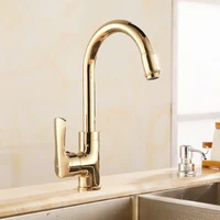 kitchen faucets brass sink mixer tap single handle single hole hot cold crane tap 360 degree rotation deck mounted goldchrome