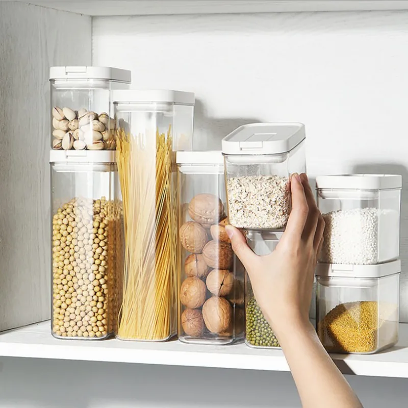 

Контейнер для хранения пищевых продуктов, пластиковый кухонный холодильник, коробка для лапши, многозерновой резервуар для хранения, прозр...