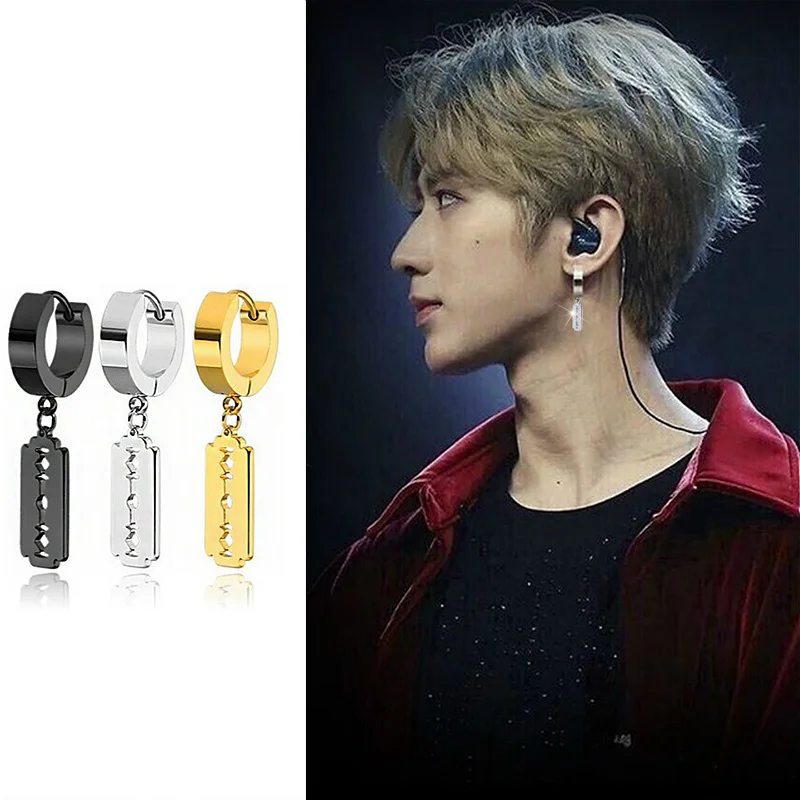 

Hip Hop Punk Earrings 2020 Mens Party Trendy Blade Dangle Geometric Stainless Steel Earrings For Women Fashion Jewelry Oorbellen