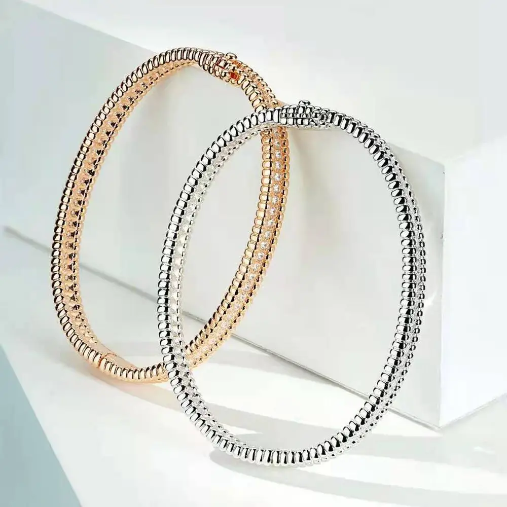 Wong Rain 100% 925 Sterling Silver High Carbon Diamond Rose/White Gold Charm Bracelets Wedding Engagement Fine Jewelry Wholesale