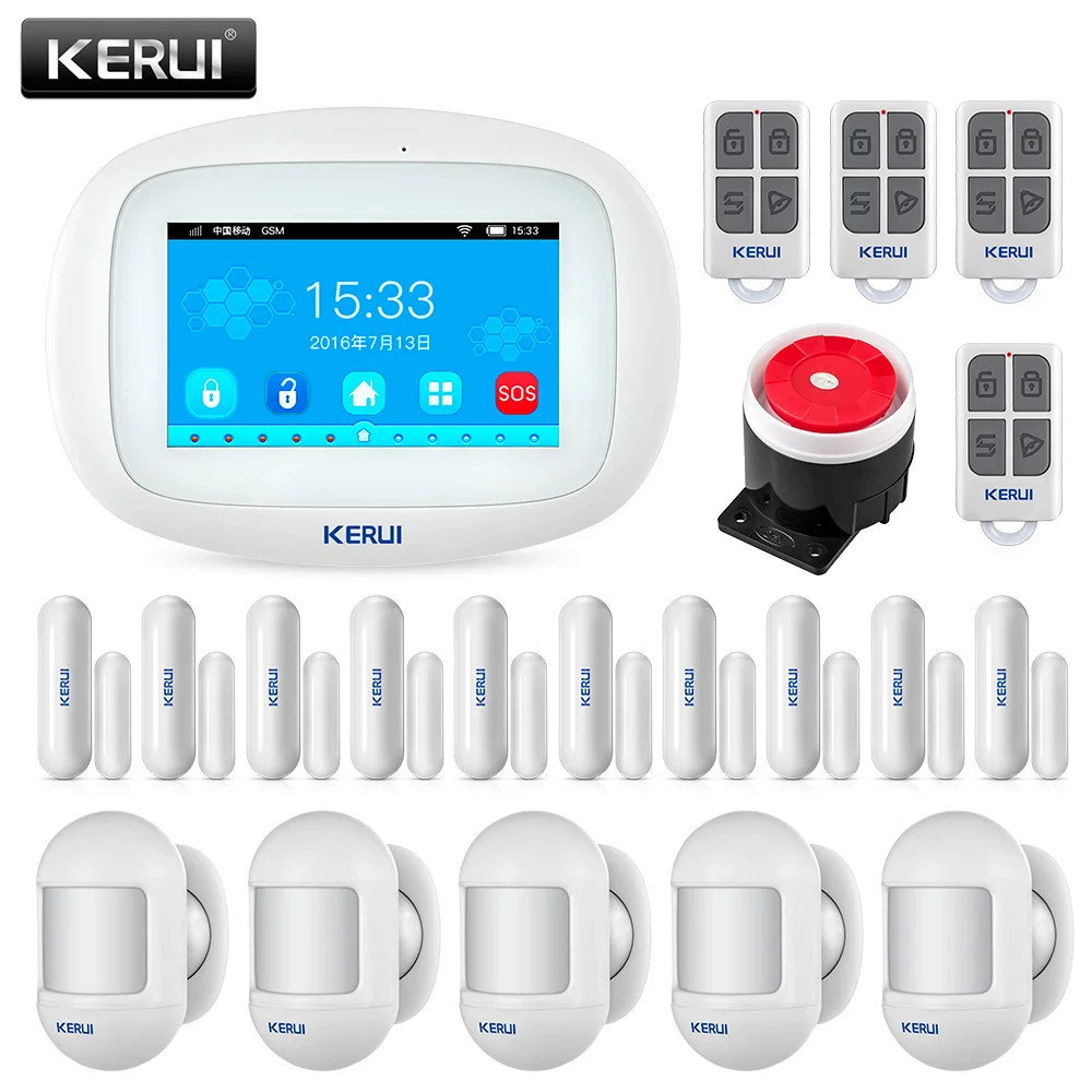 

KERUI K52 4,3-дюймовый сенсорный экран WIFI GSM сигнализация TFT дисплей домашняя система охранной сигнализации с детектором движения Дистанционное ...