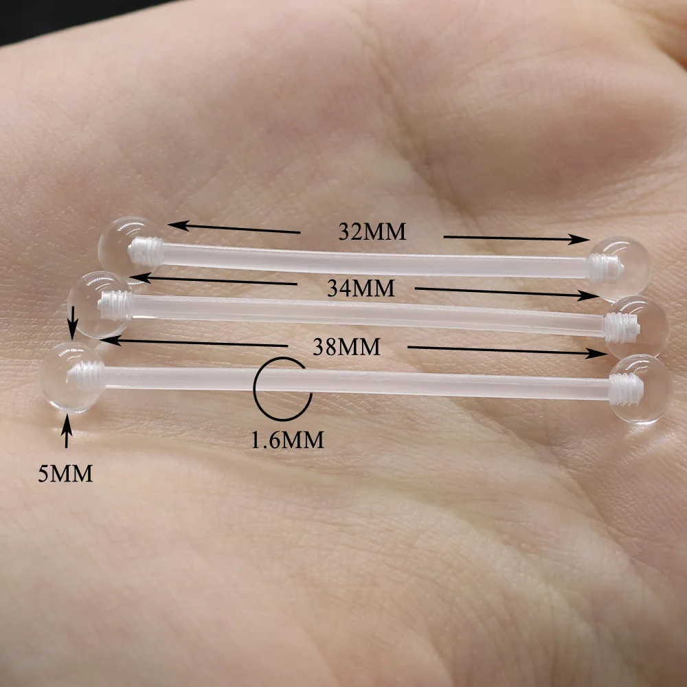 Модное невидимое гибкое кольцо-Штанга 14 г мягкая Промышленная Штанга длинная