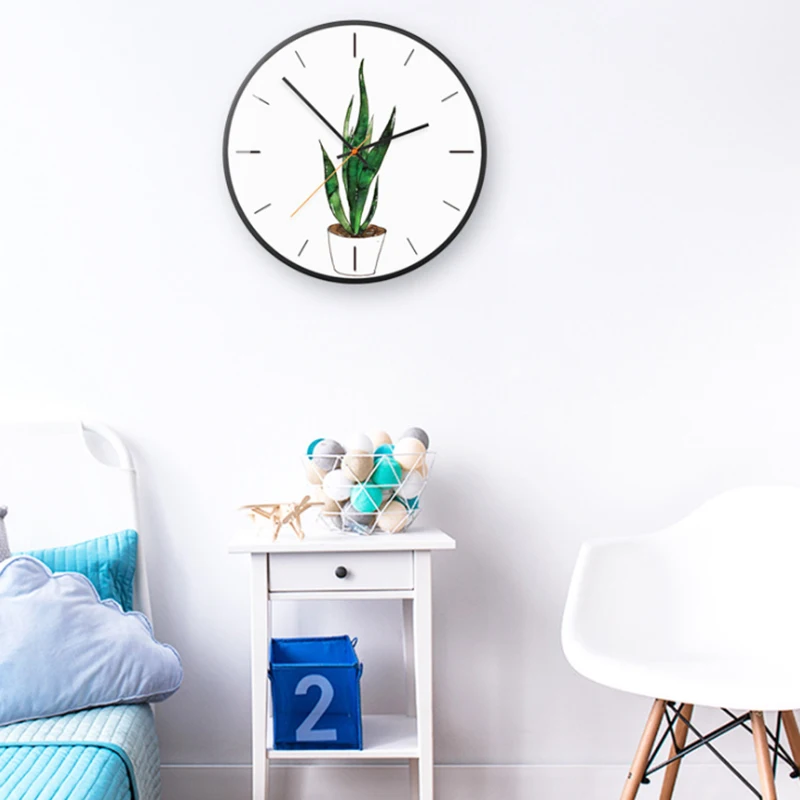 Настенные часы С КАКТУСОМ зеленые креативные кварцевые металлические