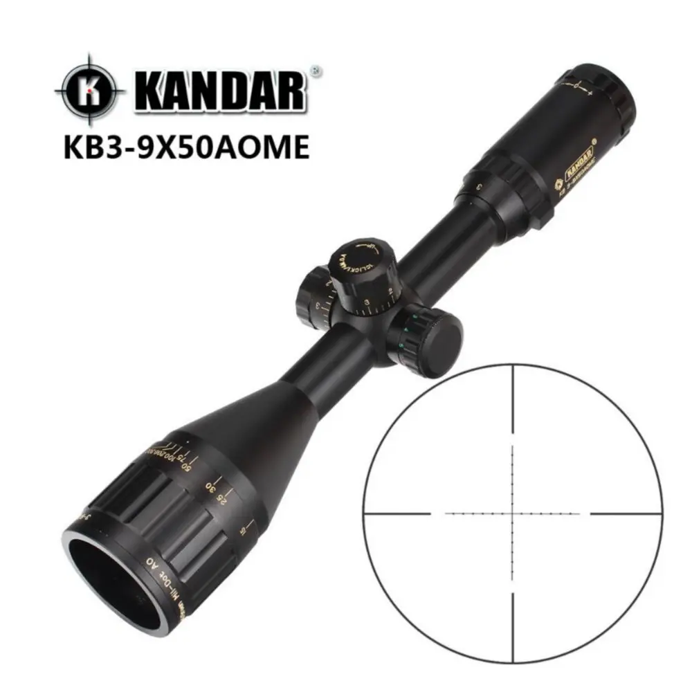 KANDAR 3-9x50 AOE Mil-dot Сетка RifleScope блокировка, сброс полный размер Охотничья винтовка прицел тактический оптический прицел