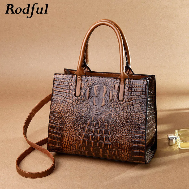 Rodful Роскошные крокодиловые сумки женские ручные из натуральной кожи