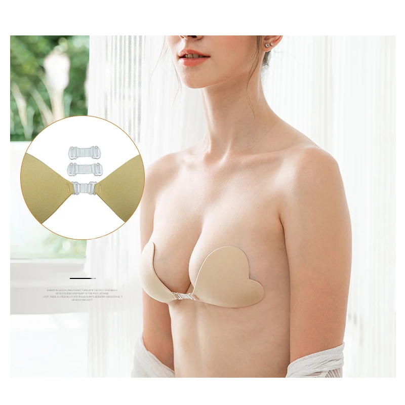 Силиконовый самоклеящийся бюстгальтер с эффектом пуш-ап невидимый открытой