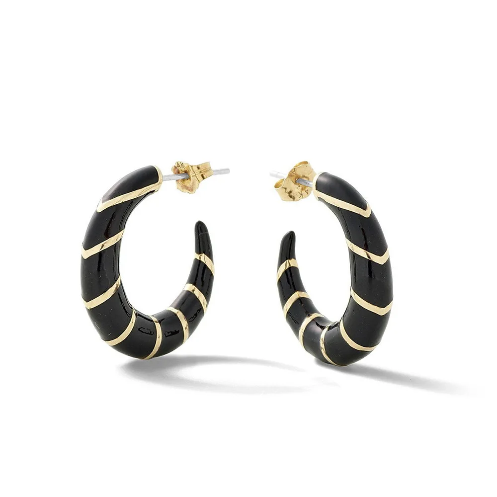 1pair Style 2 Трендовые многоцветные эмалированные c-образные серьги-гвоздики для женщин радужного цвета с блестками геометрические металлические серьги-каффы аксессуары - Окраска металла: 1pair Style 2