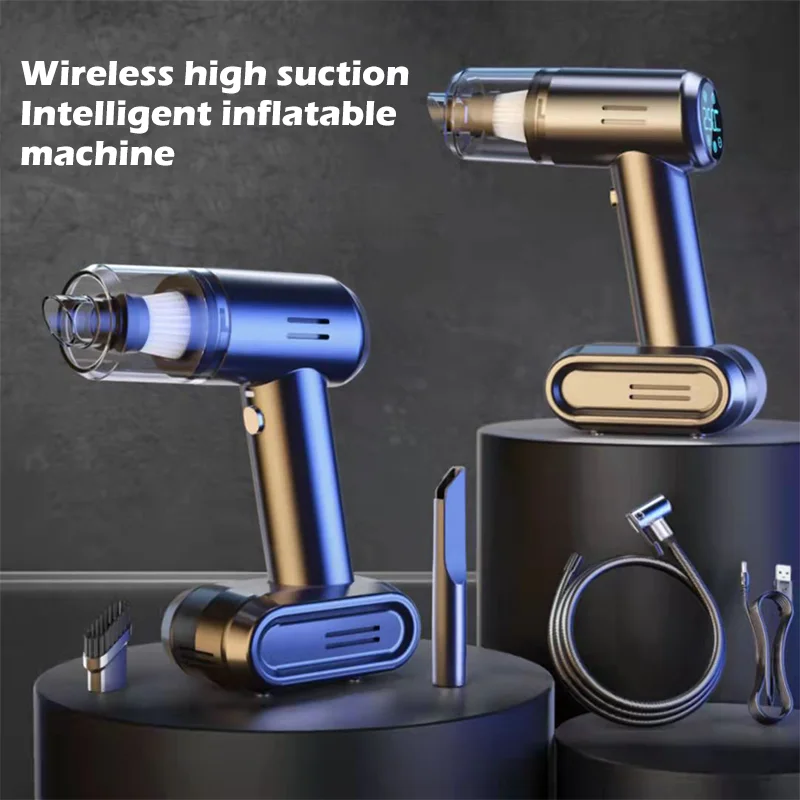 

Надувной ручной пылесос 4-в-1 со светодиодной подсветкой Мощный пылесос для влажной и сухой уборки подходит для автомобильного отсека