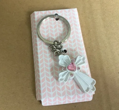 (50 pieces/lot) Adorable Cross Key Chain Wedding Favor For Communion Favors and Baby decoration gift Party favors | Дом и сад