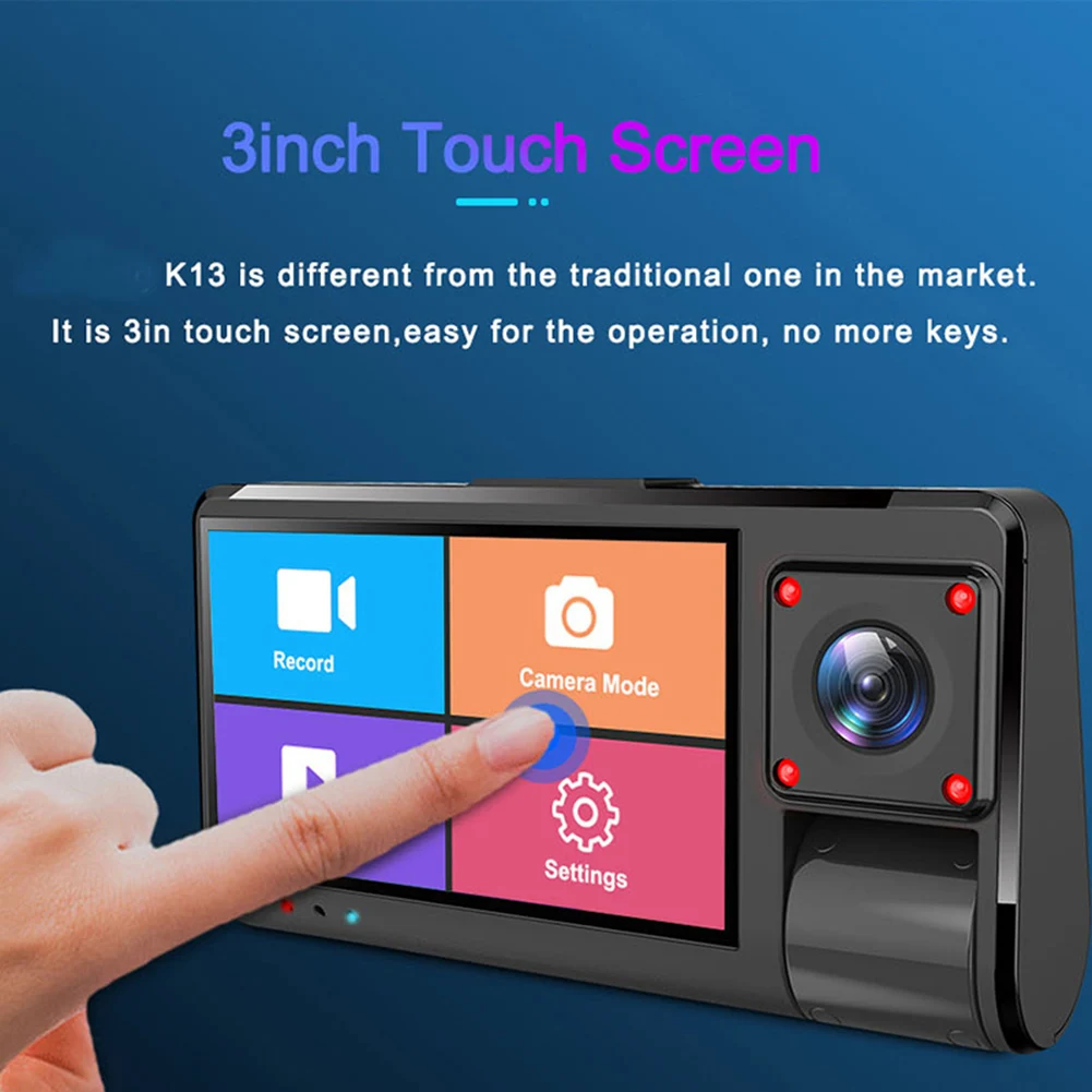 

Rear camera dash cam DVR has two cameras It is easy to operate 24-hour parking monitoring Full Hd 1080p Night vision