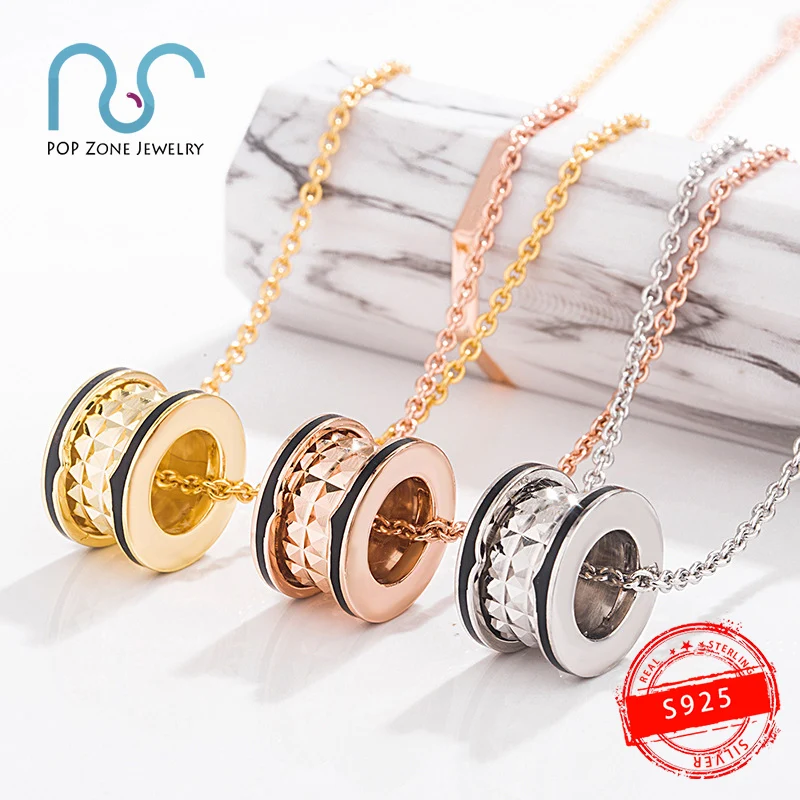 

S925 Sterling Silver Necklace Brand Black Ceramics Pineapple Shape Luxury Fashion Simplicity Personality Jewelry Women Gift