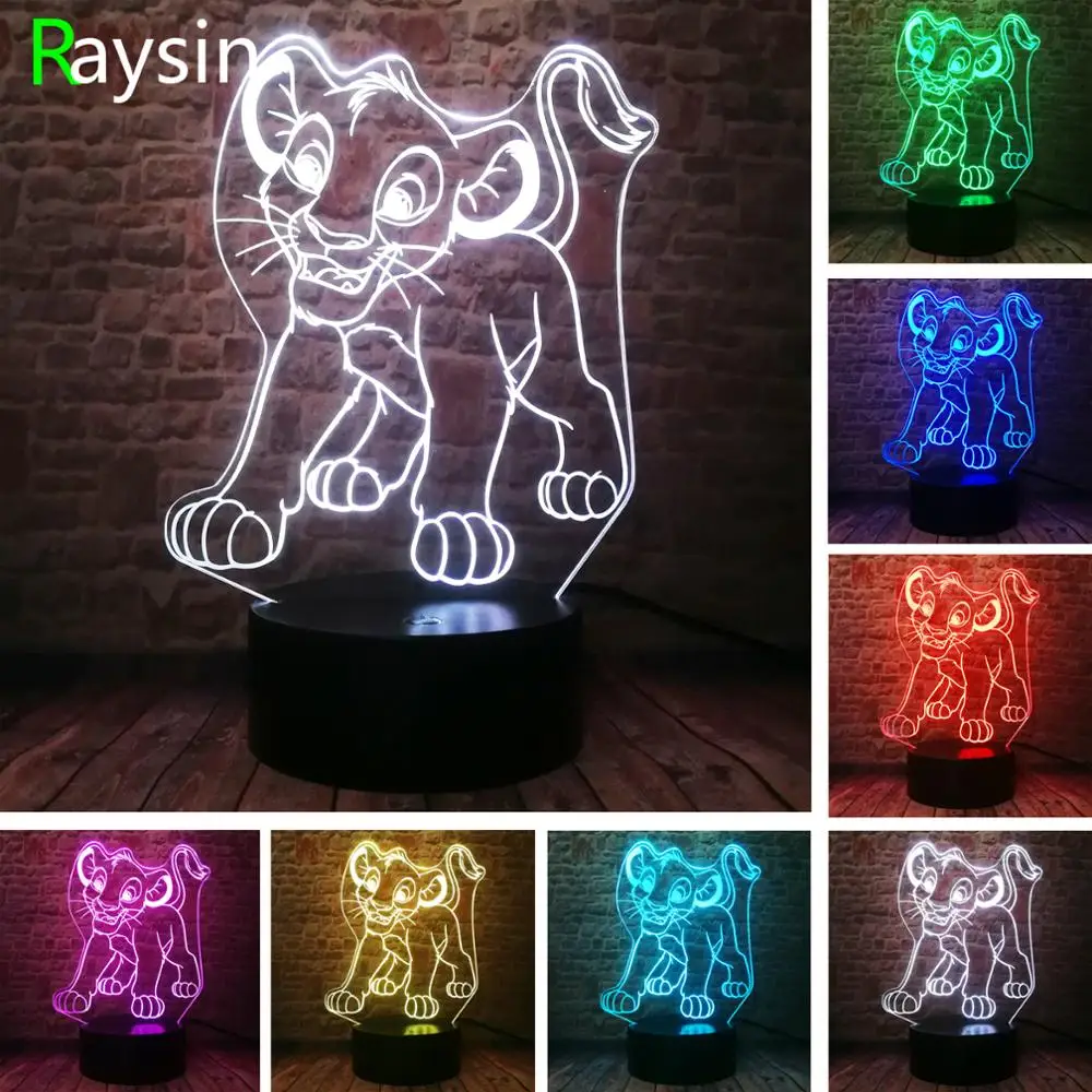 Фигурки героев мультфильма король кион Симба 7 цветов ночник светильник детские