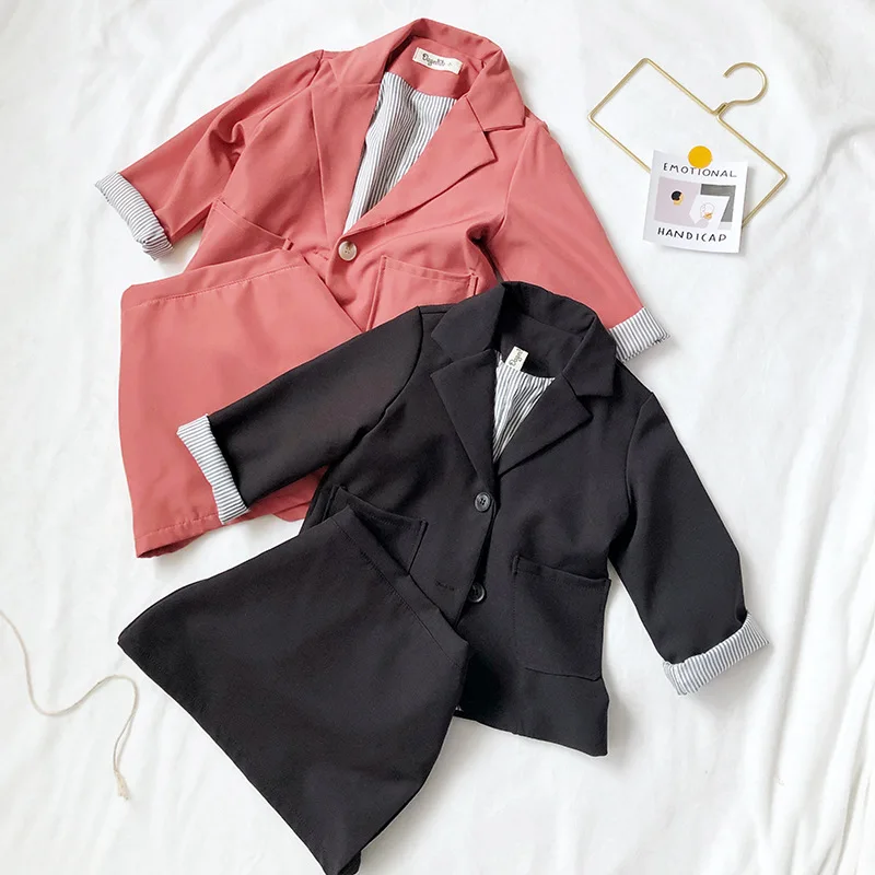 2 предмета костюмы для маленьких девочек на весну 2019 года блейзеры юбки комплекты
