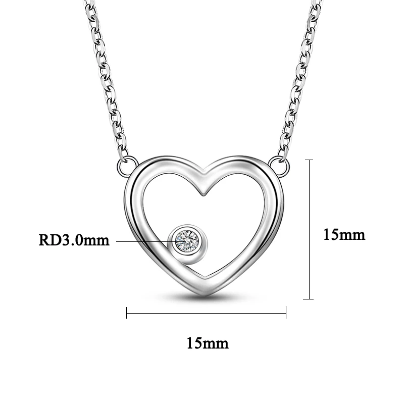 

Simple Cute Women Casual Silver Zircon Heart Necklaces Elegant Geometric Female Fine Jewellery Gift N049