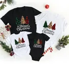 Рождественский принт, семейная Одинаковая одежда, хлопковые футболки для папы, мамы, детей, детские боди, семейный образ, новогодние праздвечерние чные наряды