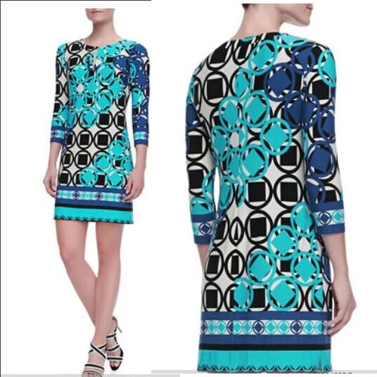 

Женское трикотажное платье с геометрическим рисунком, тонкое трикотажное платье