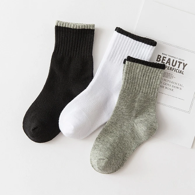 5 пар/лот зимние хлопковые однотонные белые носки высокого качества для малышей