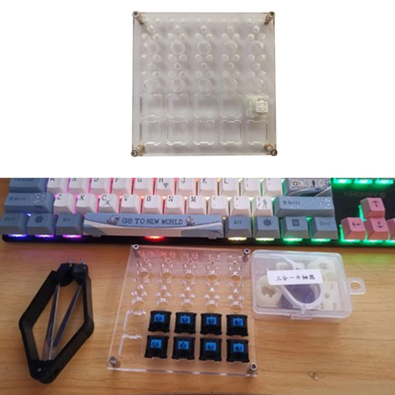 

2 in 1 Board for Lubricate Switch Mechanical Keyboard Switch Tester Base DIY Tool Double Layer Acrylic Lube Modding Station HX6A