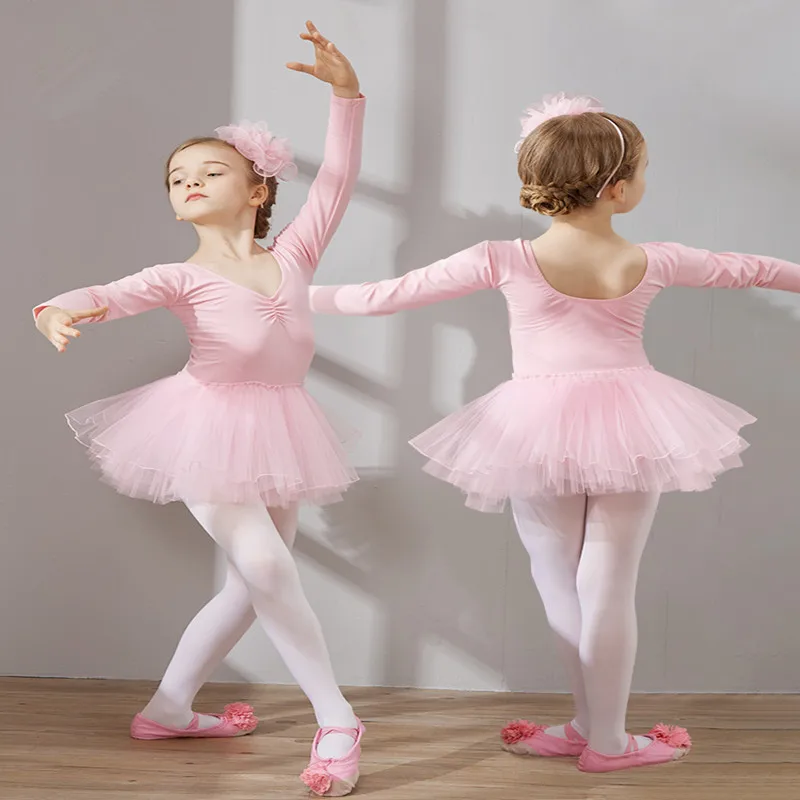 Детская танцевальная одежда для девочек на весну и осень с длинными рукавами
