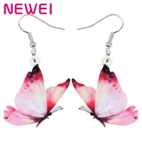 newei acrylic pink butterfly earrings aesthetic realistic animal dangle drop jewelry for women girl kid trendy gift decoration